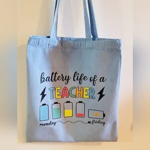 🪻3/$25 Teacher gift Hand-dyed Blue Tote Bag Fun
